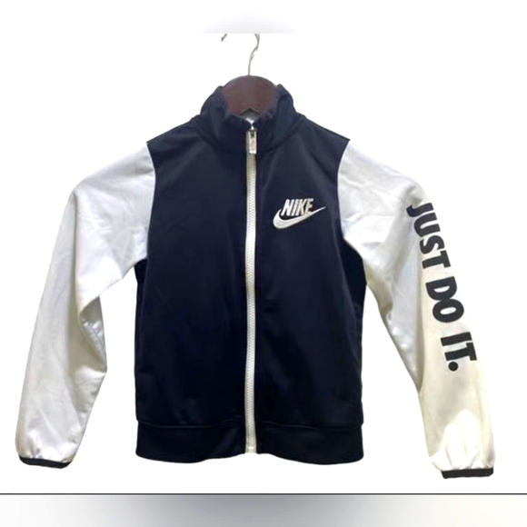Nike Other - Nike Youth Black & White Track Jacket Size 4 XS Just Do It Logo On Sleeve